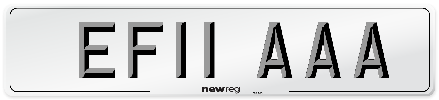 EF11 AAA Number Plate from New Reg